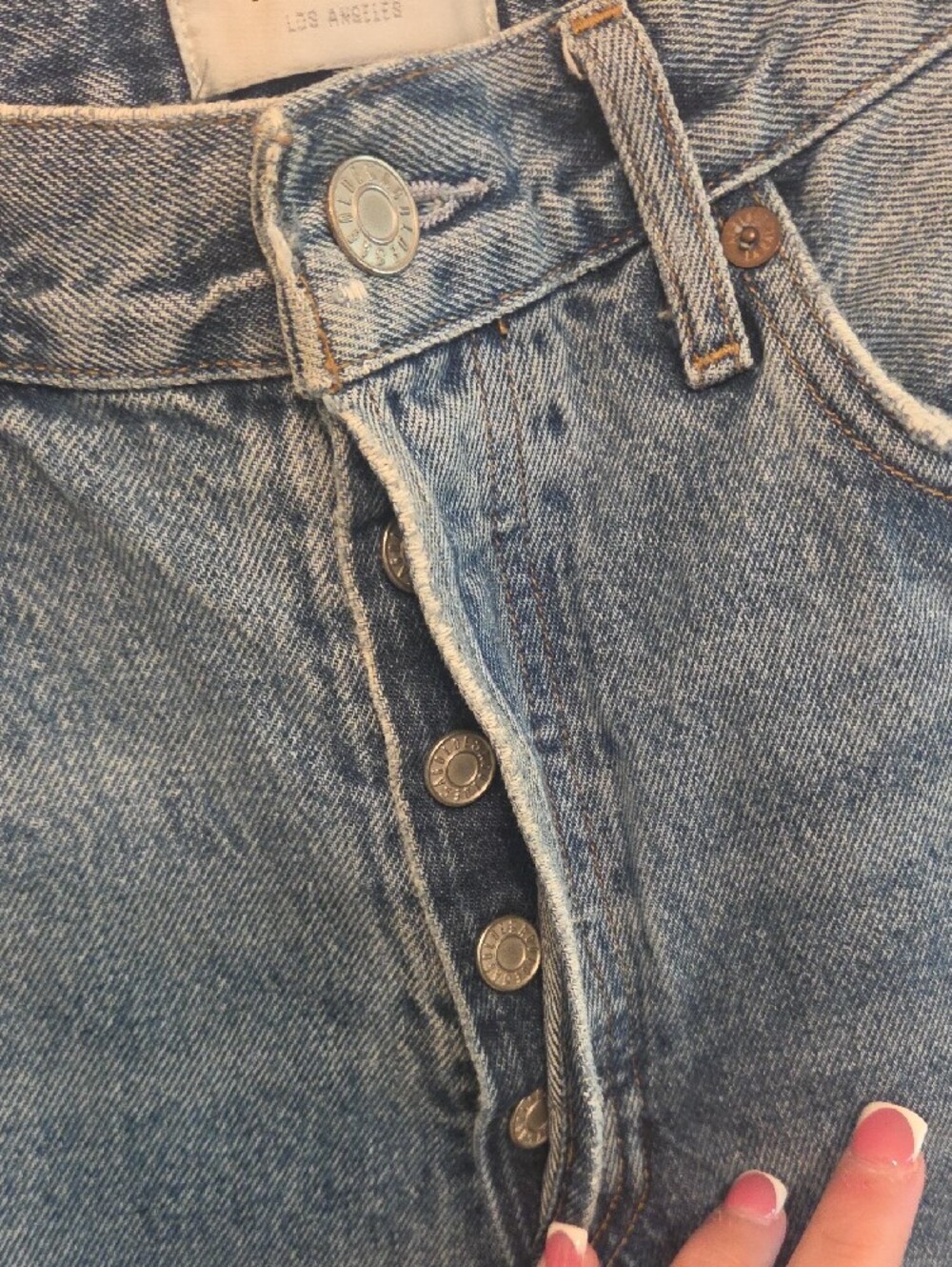 Agolde Riley High Rise Blue Ripped Straight-Leg Jeans - Picture 4 of 4